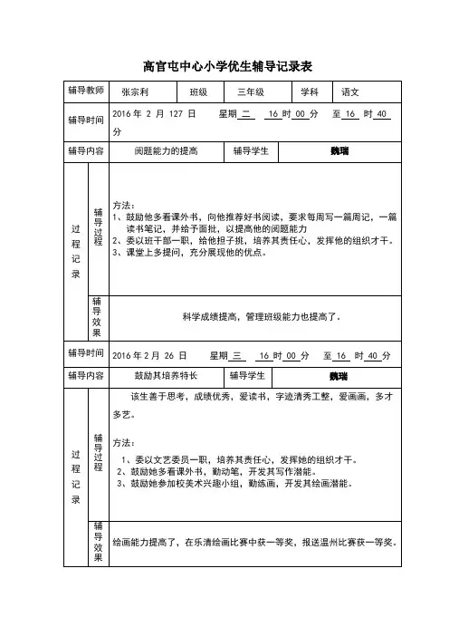 优生辅导记录表1