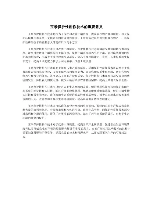 玉米保护性耕作技术的重要意义