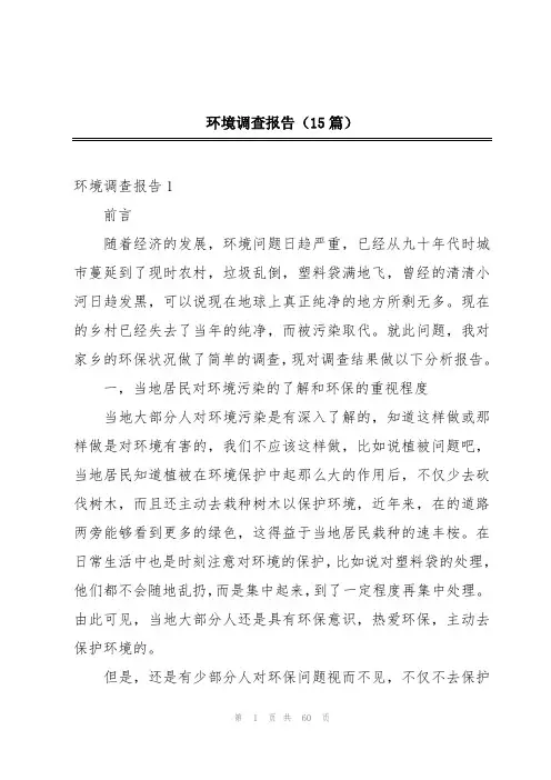 环境调查报告(15篇)