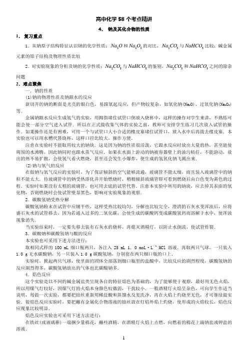 高中化学考点精讲-钠及其化合物的性质