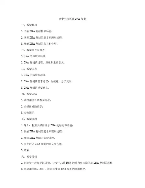 高中生物教案DNA复制