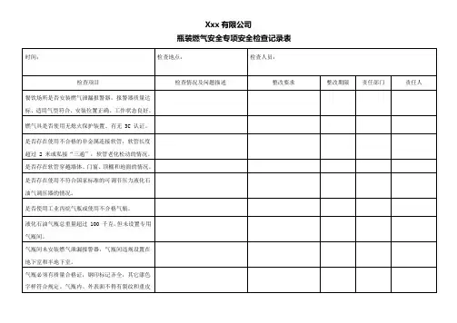 瓶装燃气专项安全检查表