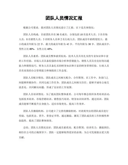团队人员情况汇报