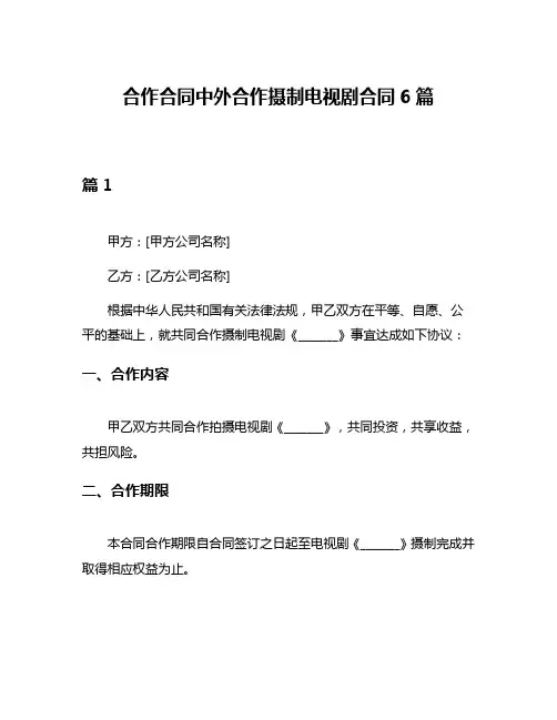 合作合同中外合作摄制电视剧合同6篇