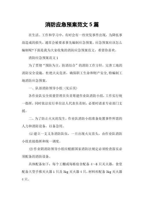 消防应急预案范文5篇