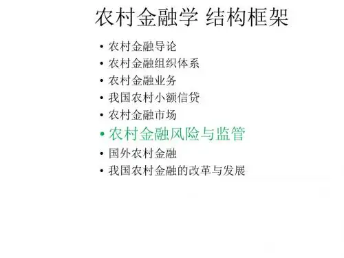 农村金融风险与监管培训课件(ppt 63张)