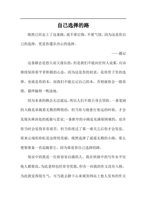 自己选择的路作文600字