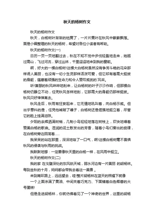 秋天的杨树作文