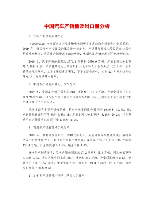 中国汽车产销量及出口量分析