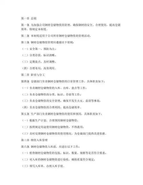 钢材仓储物资管理制度范本
