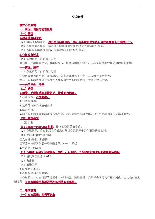心力衰竭考点总结