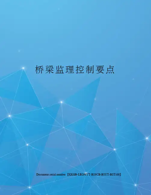 桥梁监理控制要点