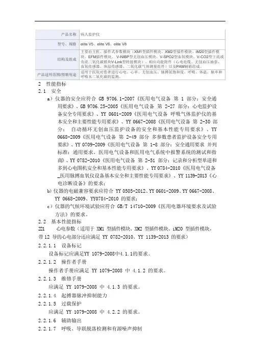 病人监护仪 产品技术要求libang1