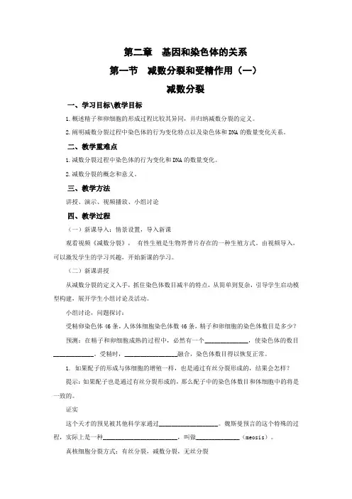 2.1.1  减数分裂  教案