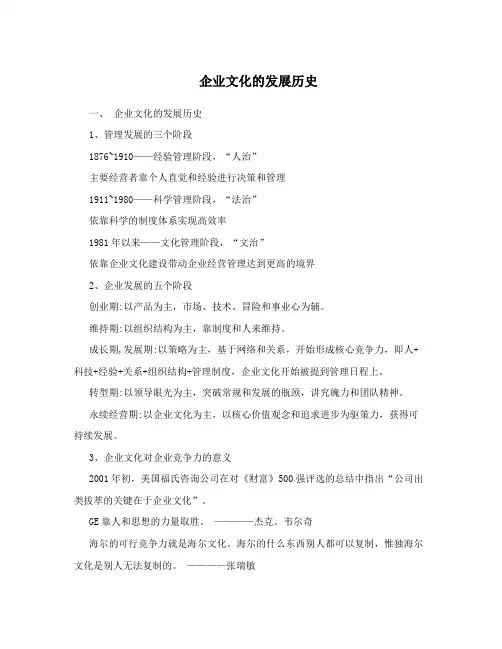 企业文化的发展历史