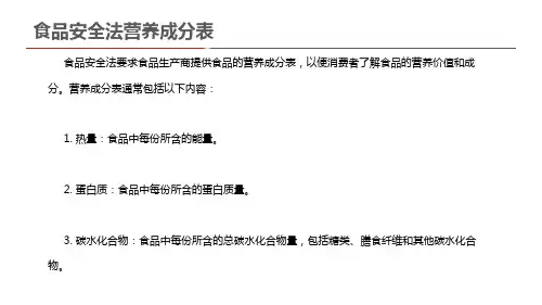 食品安全法营养成分表