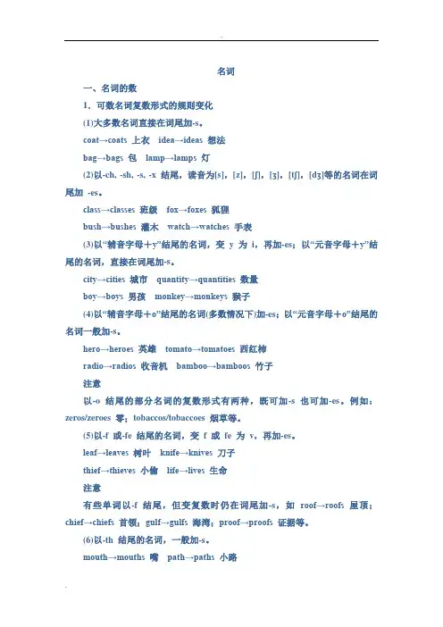 高考名词专题以及习题和详细讲解!超详细!