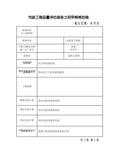 市政工程质量评估报告(样本)