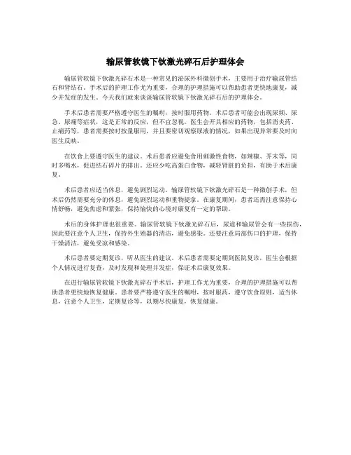 输尿管软镜下钬激光碎石后护理体会