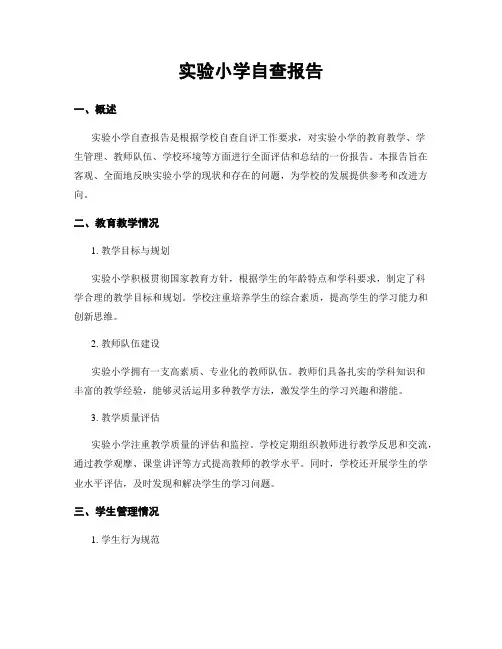 实验小学自查报告