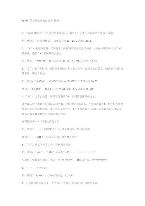 Excel单元格格式的自定义
