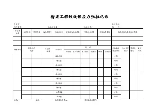 桥梁工程绞线预应力张拉记录