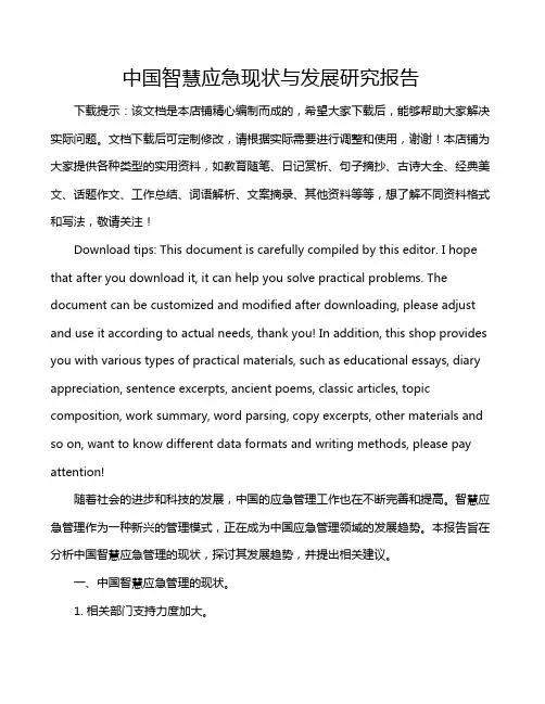 中国智慧应急现状与发展研究报告