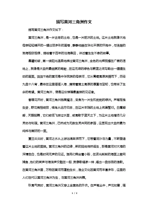 描写黄河三角洲作文