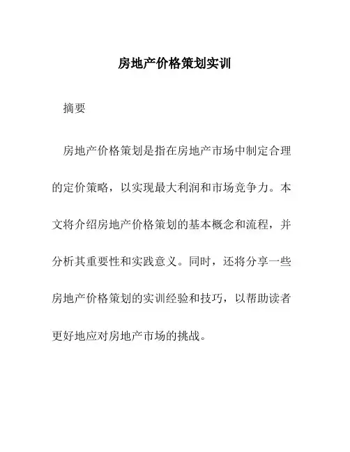 房地产价格策划实训