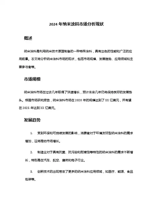 2024年纳米涂料市场分析现状