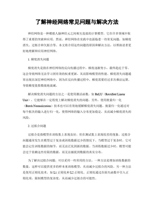 了解神经网络常见问题与解决方法