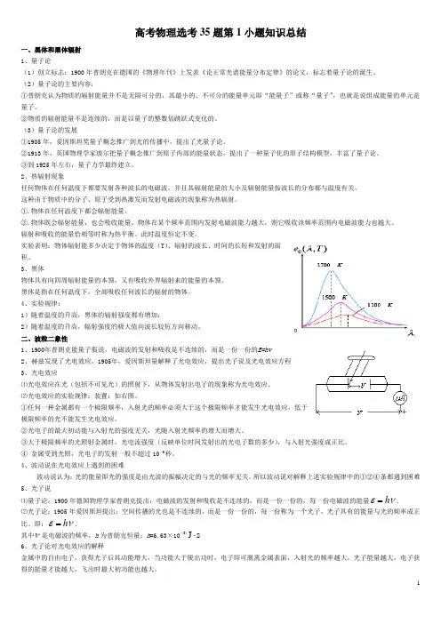 高考物理选考35题第1小题知识总结+辨析
