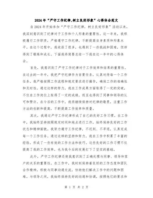 2024年“严守工作纪律,树立良好形象”心得体会范文