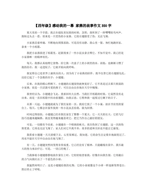 【四年级】感动我的一幕 家燕的故事作文350字