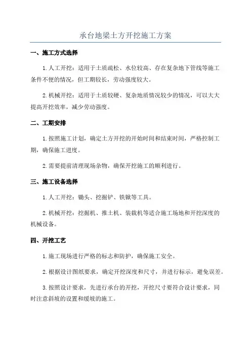 承台地梁土方开挖施工方案