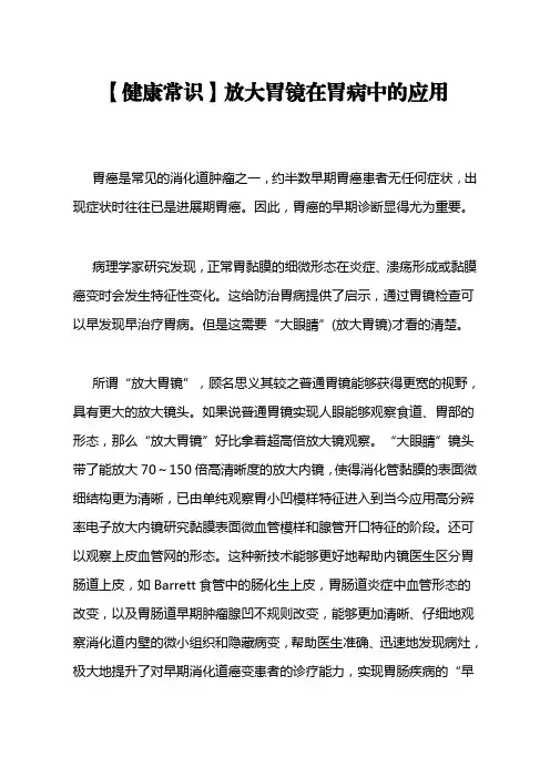 【健康常识】放大胃镜在胃病中的应用