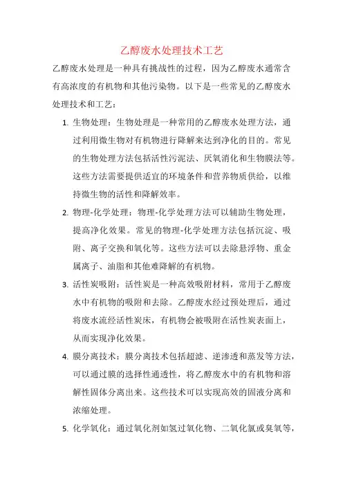 000.乙醇废水处理技术工艺