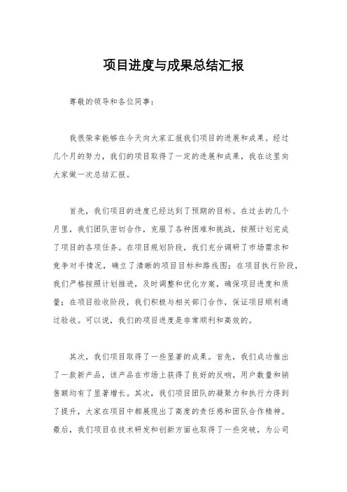 项目进度与成果总结汇报