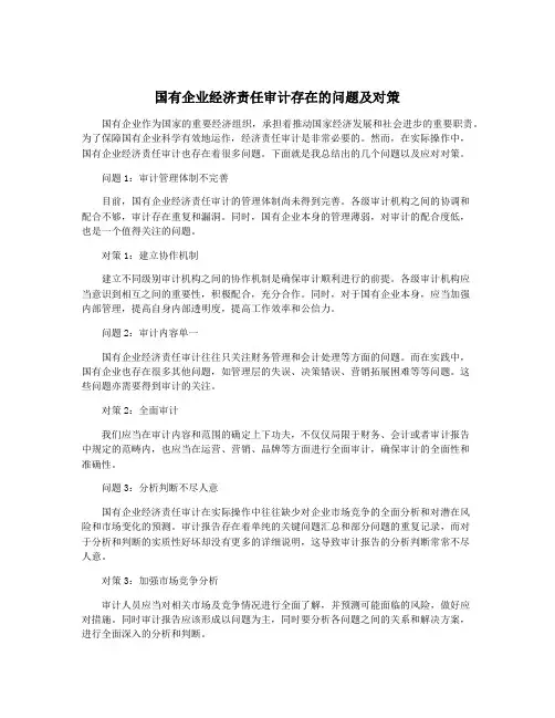 国有企业经济责任审计存在的问题及对策