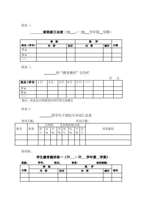 学生德育评价表【范本模板】