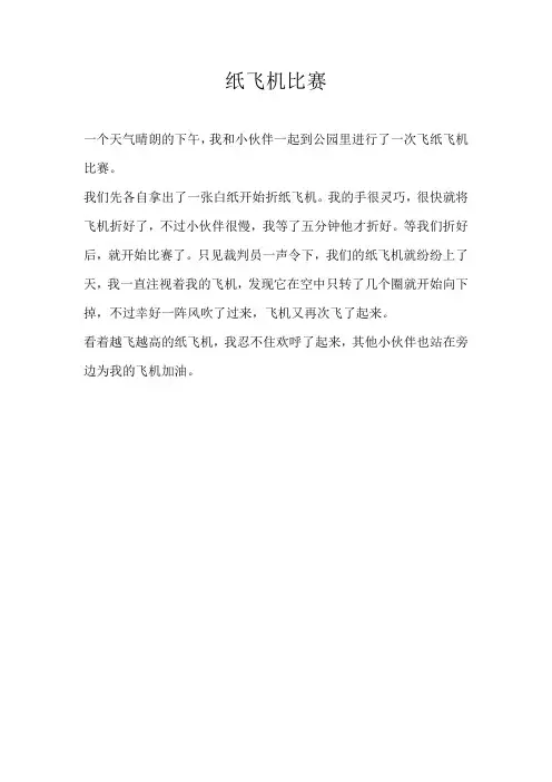 三年级叙事纸飞机比赛