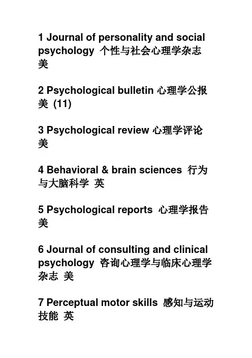 心理学英文期刊