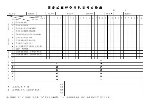 机械设备日常点检表