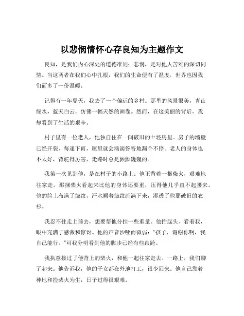 以悲悯情怀心存良知为主题作文