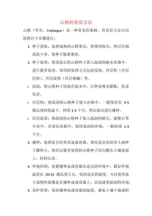 山楂的育苗方法