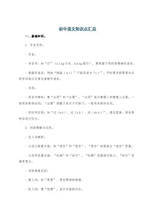 初中语文知识点汇总