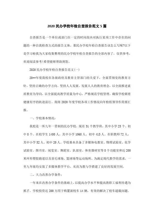 2020民办学校年检自查报告范文5篇