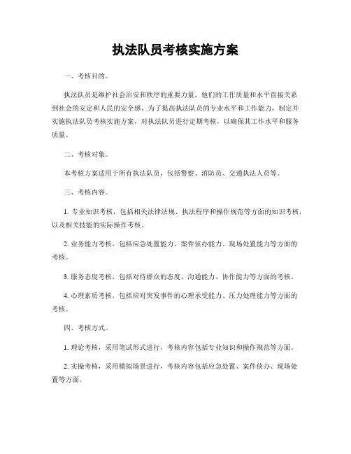 执法队员考核实施方案