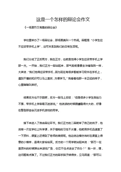 这是一个怎样的辩论会作文