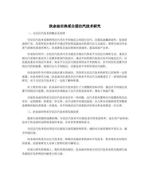 扶余油田热采分层注汽技术研究